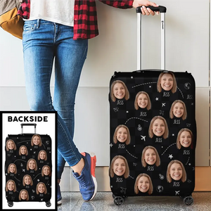 Housse de bagage personnalisée avec photo : prenez toujours la route panoramique ! Cadeau de voyage idéal pour les vacances et les voyages d'aventure.