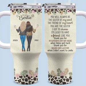 Soyez toujours la sœur de mon âme - Gobelet personnalisé en acier inoxydable de 113 ml avec poignée - Cadeau pour meilleures amies, meilleures amies et sœurs
