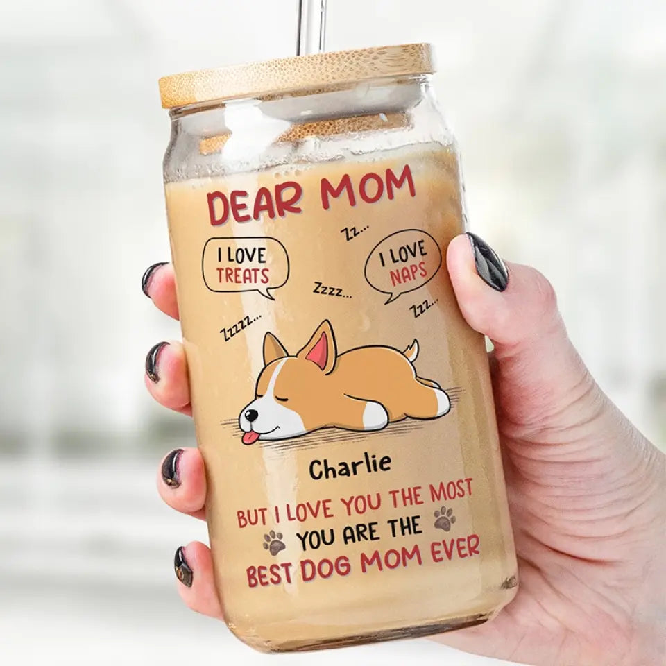 Nous t'aimons le plus - Tasse en verre personnalisée pour chien, tasse à café glacé - Fête des Mères, cadeau pour les propriétaires d'animaux, amoureux des animaux
