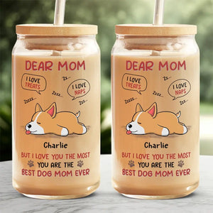 Nous t'aimons le plus - Tasse en verre personnalisée pour chien, tasse à café glacé - Fête des Mères, cadeau pour les propriétaires d'animaux, amoureux des animaux