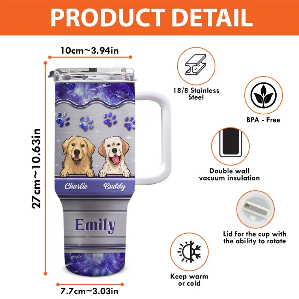 Tu es toujours ma meilleure maman à fourrure - Gobelet personnalisé en acier inoxydable de 1 134 ml avec poignée pour chien et chat - Cadeau pour les propriétaires d'animaux et les amoureux des animaux