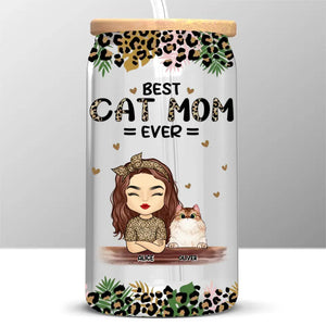 Tu es la meilleure maman chat du monde ! Tasse en verre personnalisée pour chien et chat, tasse à café glacé, cadeau pour la fête des mères, pour les propriétaires d'animaux et les amoureux des animaux.