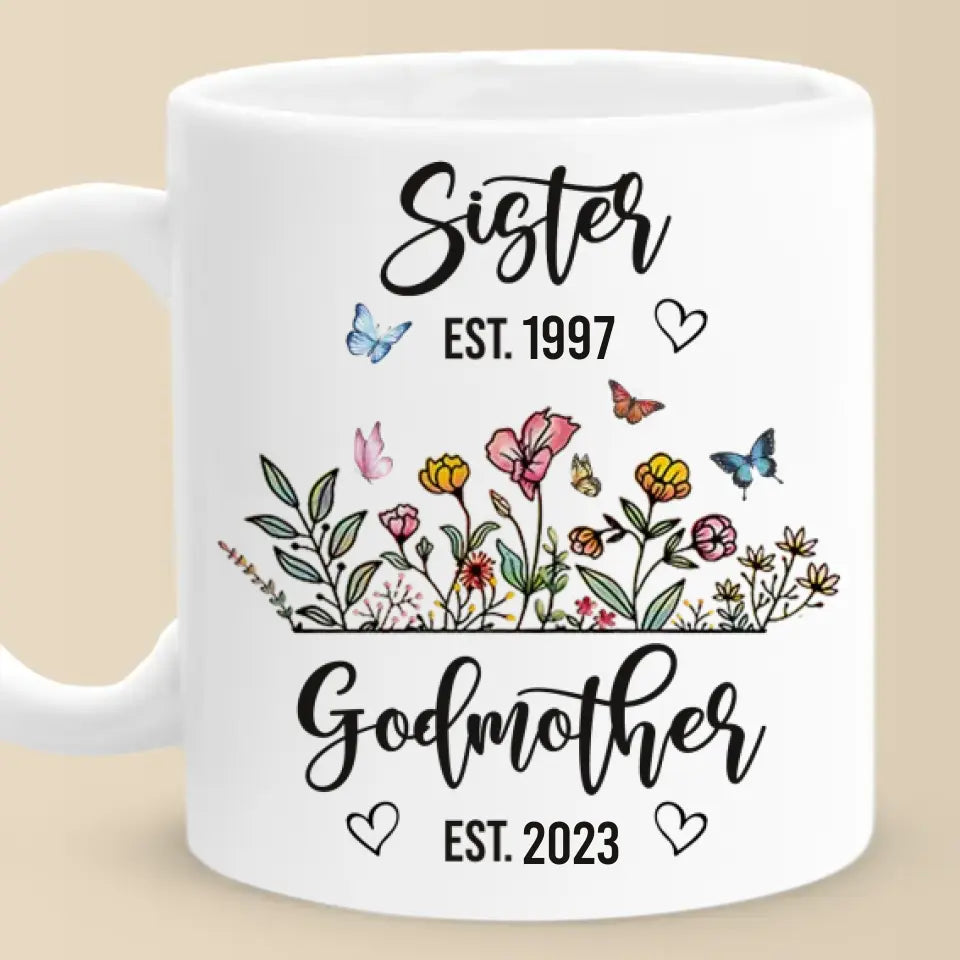 De meilleure amie à marraine - Mug personnalisé pour meilleure amie - Cadeau pour meilleures amies, meilleures amies, sœurs