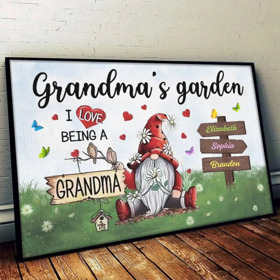 J'adore être grand-mère - Affiche horizontale personnalisée pour la famille - Cadeau pour maman et grand-mère