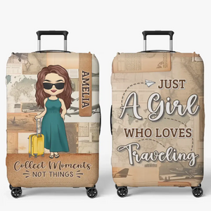Juste un gars qui aime voyager - Housse de bagage personnalisée - Cadeau de vacances, cadeau pour les amateurs de voyages d'aventure