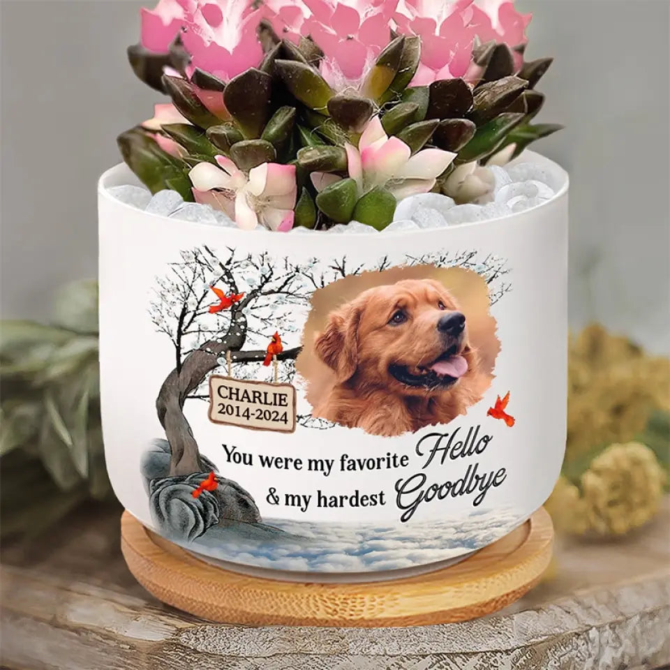 Photo personnalisée « Je suis toujours avec toi » - Pot de fleurs en céramique personnalisé pour décoration d'intérieur - Cadeau de condoléances pour les propriétaires d'animaux et les amoureux des animaux