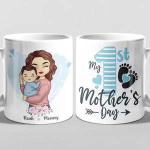 Le bonheur d'une mère est comme un phare - Mug personnalisé pour la famille - Cadeau pour la fête des mères, la baby shower, la première maman