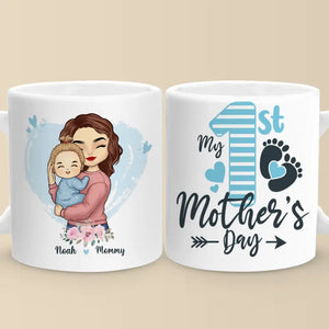 Le bonheur d'une mère est comme un phare - Mug personnalisé pour la famille - Cadeau pour la fête des mères, la baby shower, la première maman