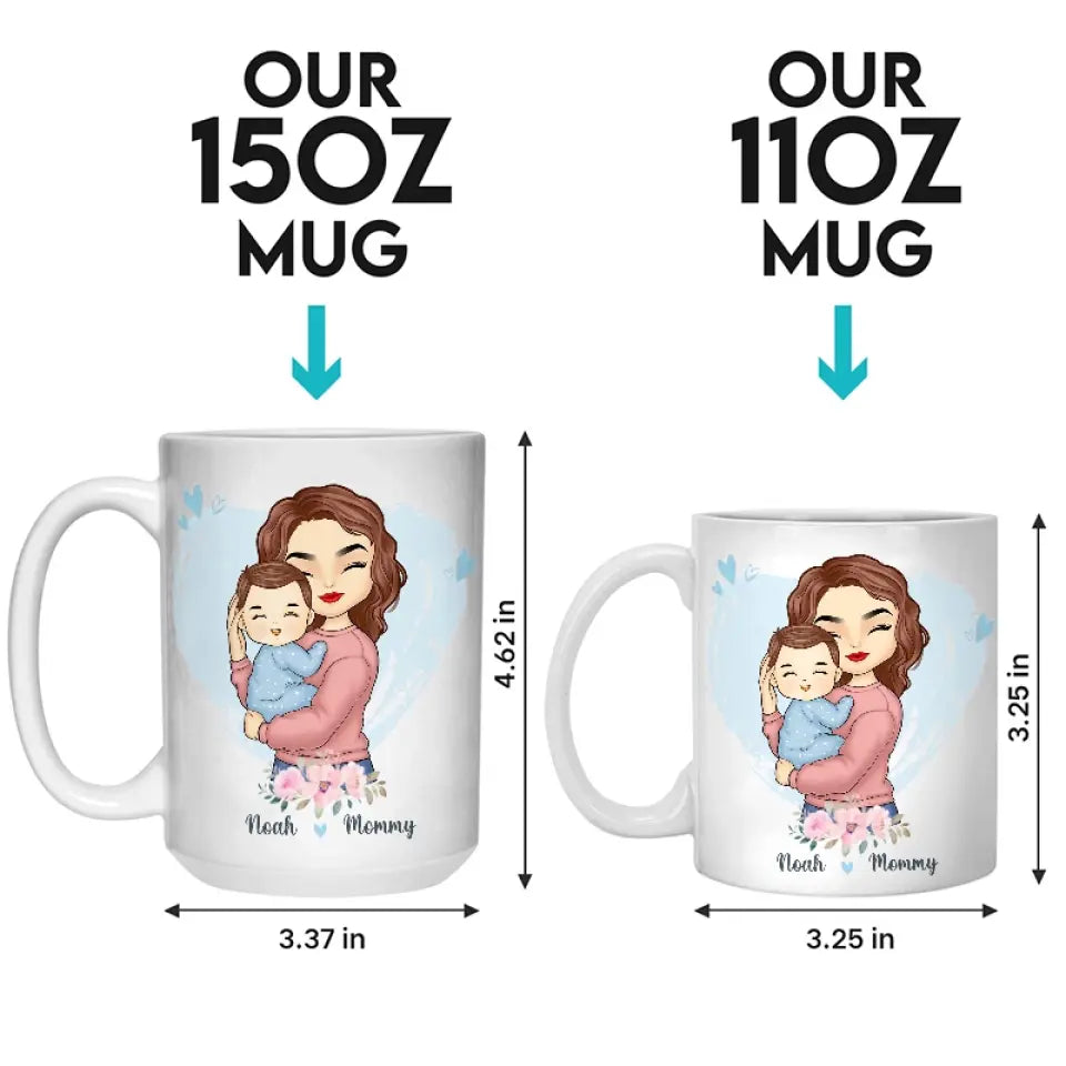 Le bonheur d'une mère est comme un phare - Mug personnalisé pour la famille - Cadeau pour la fête des mères, la baby shower, la première maman