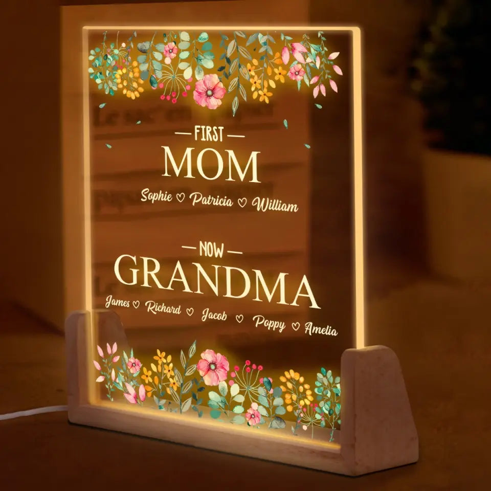 Première maman, maintenant grand-mère ! Veilleuse LED 3D personnalisée en forme de noyer pour la famille ! Cadeau pour maman et grand-mère, fête des mères