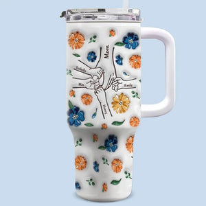 Maman nous a donné de l'amour - Gobelet personnalisé en acier inoxydable avec poignée, effet gonflé 3D, imprimé, 40 oz - Fête des Mères, cadeau pour maman, grand-mère