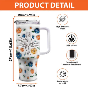 Maman nous a donné de l'amour - Gobelet personnalisé en acier inoxydable avec poignée, effet gonflé 3D, imprimé, 40 oz - Fête des Mères, cadeau pour maman, grand-mère