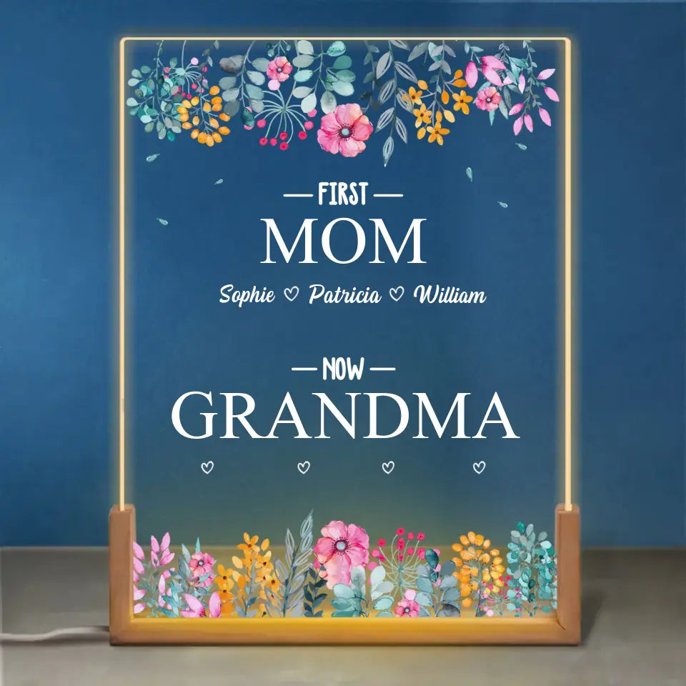 Première maman, maintenant grand-mère ! Veilleuse LED 3D personnalisée en forme de noyer pour la famille ! Cadeau pour maman et grand-mère, fête des mères