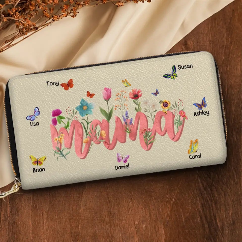 Nous avons la meilleure maman du monde - Portefeuille long en cuir personnalisé pour la famille - Cadeau pour la fête des mères, maman, grand-mère