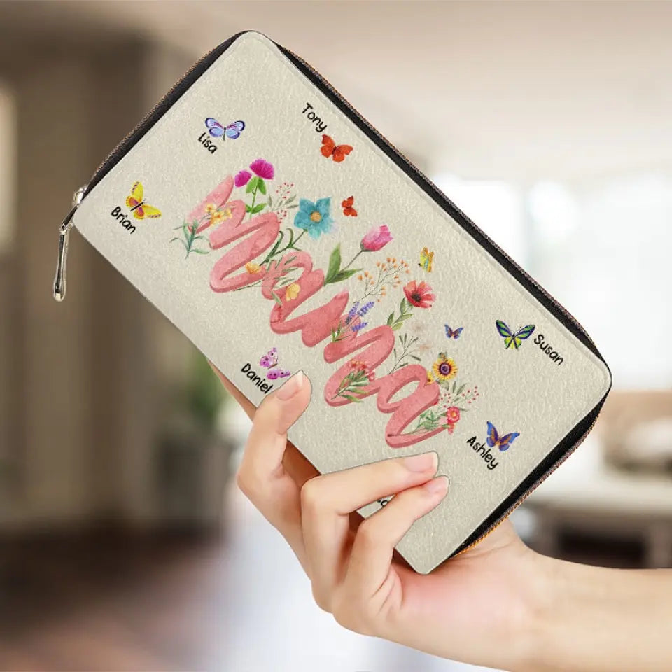 Nous avons la meilleure maman du monde - Portefeuille long en cuir personnalisé pour la famille - Cadeau pour la fête des mères, maman, grand-mère