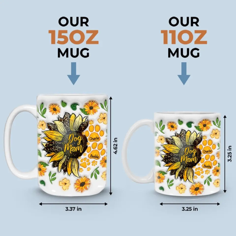 Votre amour brille comme un tournesol - Mug personnalisé effet gonflé 3D pour chien et chat - Fête des Mères, cadeau pour les propriétaires d'animaux et les amoureux des animaux
