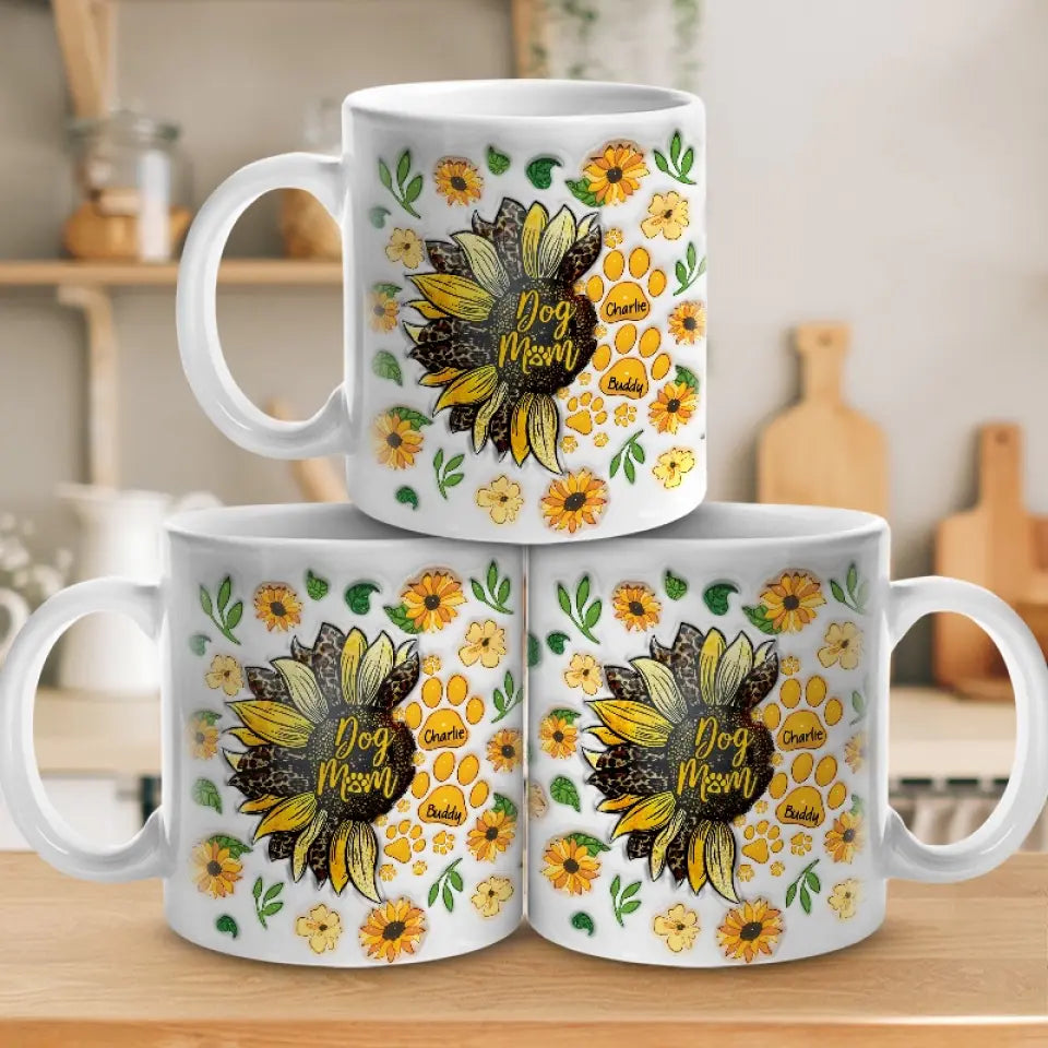 Votre amour brille comme un tournesol - Mug personnalisé effet gonflé 3D pour chien et chat - Fête des Mères, cadeau pour les propriétaires d'animaux et les amoureux des animaux