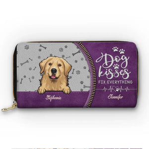 Bisous de chien : tout est possible ! Portefeuille long en cuir personnalisé pour chien et chat ! Cadeau pour les propriétaires et les amoureux des animaux.