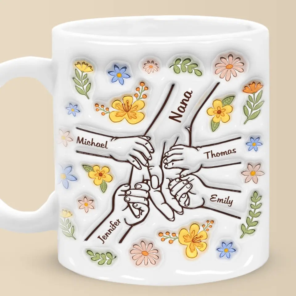 Tiens-moi fort, garde-moi en sécurité - Mug personnalisé avec effet gonflé en 3D - Cadeau pour la fête des mères, maman, grand-mère