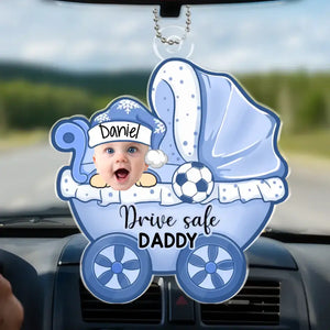 Photo personnalisée Papa Maman Je voyage avec toi - Décoration de voiture personnalisée en famille - Forme personnalisée en acrylique - Cadeau pour les membres de la famille