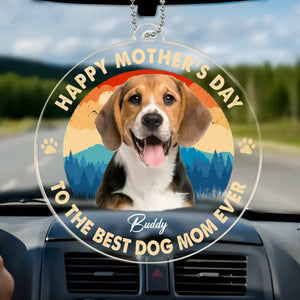 Photo personnalisée pour la meilleure maman de chien de tous les temps - Décoration de voiture personnalisée pour chien et chat - Forme personnalisée en acrylique - Fête des Mères, cadeau pour propriétaires d'animaux et amoureux des animaux