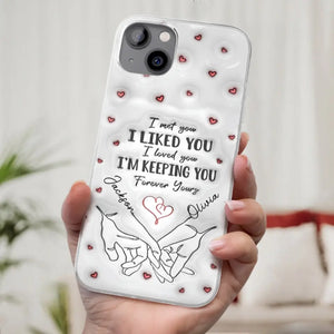 De notre premier baiser jusqu'à notre dernier souffle - Coque de téléphone transparente personnalisée avec effet gonflé en 3D - Cadeau pour mari et femme, anniversaire