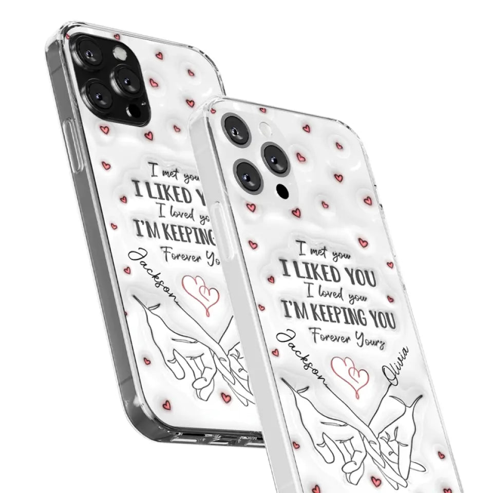 De notre premier baiser jusqu'à notre dernier souffle - Coque de téléphone transparente personnalisée avec effet gonflé en 3D - Cadeau pour mari et femme, anniversaire