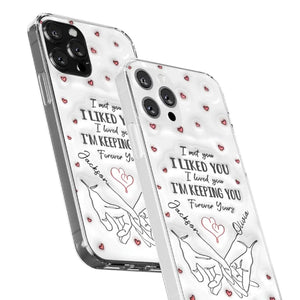 De notre premier baiser jusqu'à notre dernier souffle - Coque de téléphone transparente personnalisée avec effet gonflé en 3D - Cadeau pour mari et femme, anniversaire