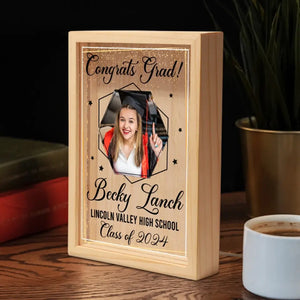 Cadre photo personnalisé Félicitations pour votre diplôme - Cadre lumineux personnalisé pour famille - Cadeau de remise de diplôme pour frères et sœurs
