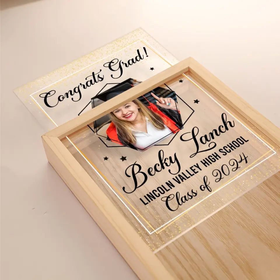 Cadre photo personnalisé Félicitations pour votre diplôme - Cadre lumineux personnalisé pour famille - Cadeau de remise de diplôme pour frères et sœurs