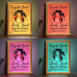 Cadre photo personnalisé Félicitations pour votre diplôme - Cadre lumineux personnalisé pour famille - Cadeau de remise de diplôme pour frères et sœurs