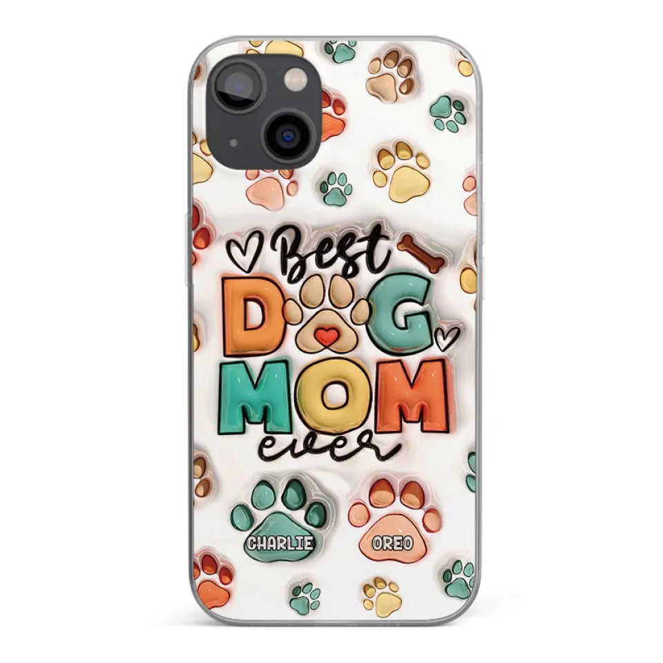 Meilleure maman à fourrure de tous les temps - Coque de téléphone transparente personnalisée avec effet gonflé 3D pour chien et chat - Cadeau pour propriétaires et amoureux des animaux