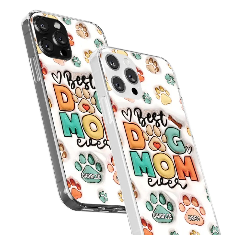 Meilleure maman à fourrure de tous les temps - Coque de téléphone transparente personnalisée avec effet gonflé 3D pour chien et chat - Cadeau pour propriétaires et amoureux des animaux