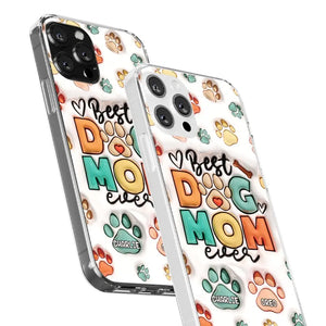 Meilleure maman à fourrure de tous les temps - Coque de téléphone transparente personnalisée avec effet gonflé 3D pour chien et chat - Cadeau pour propriétaires et amoureux des animaux