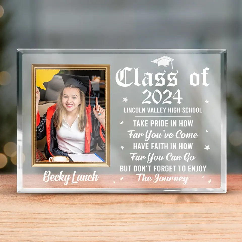 Photo personnalisée « Je suis si fier de toi, bonne remise de diplôme » - Plaque rectangulaire en acrylique personnalisée pour la famille - Cadeau pour les diplômés