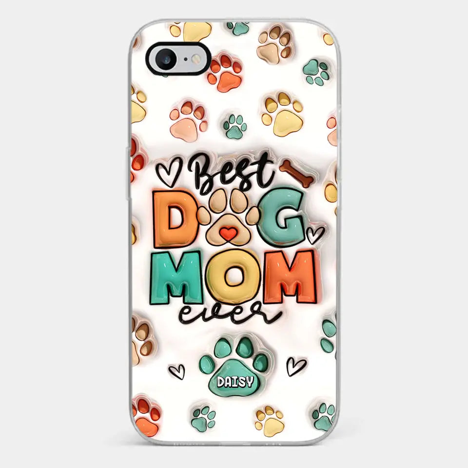 Meilleure maman à fourrure de tous les temps - Coque de téléphone transparente personnalisée avec effet gonflé 3D pour chien et chat - Cadeau pour propriétaires et amoureux des animaux