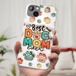 Meilleure maman à fourrure de tous les temps - Coque de téléphone transparente personnalisée avec effet gonflé 3D pour chien et chat - Cadeau pour propriétaires et amoureux des animaux
