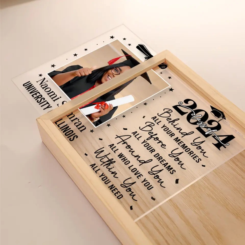 Cadre photo personnalisé : le bonheur, c'est vouloir ce que l'on obtient ! Cadre photo personnalisé pour famille, boîte lumineuse ! Cadeau de fin d'études pour frères et sœurs.