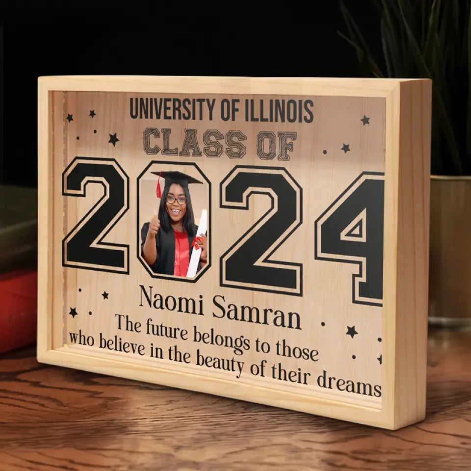 Cadre photo personnalisé : il n'y a pas de secret pour réussir ! Cadre photo personnalisé avec boîte lumineuse pour famille ! Cadeau de remise de diplôme pour frères et sœurs.