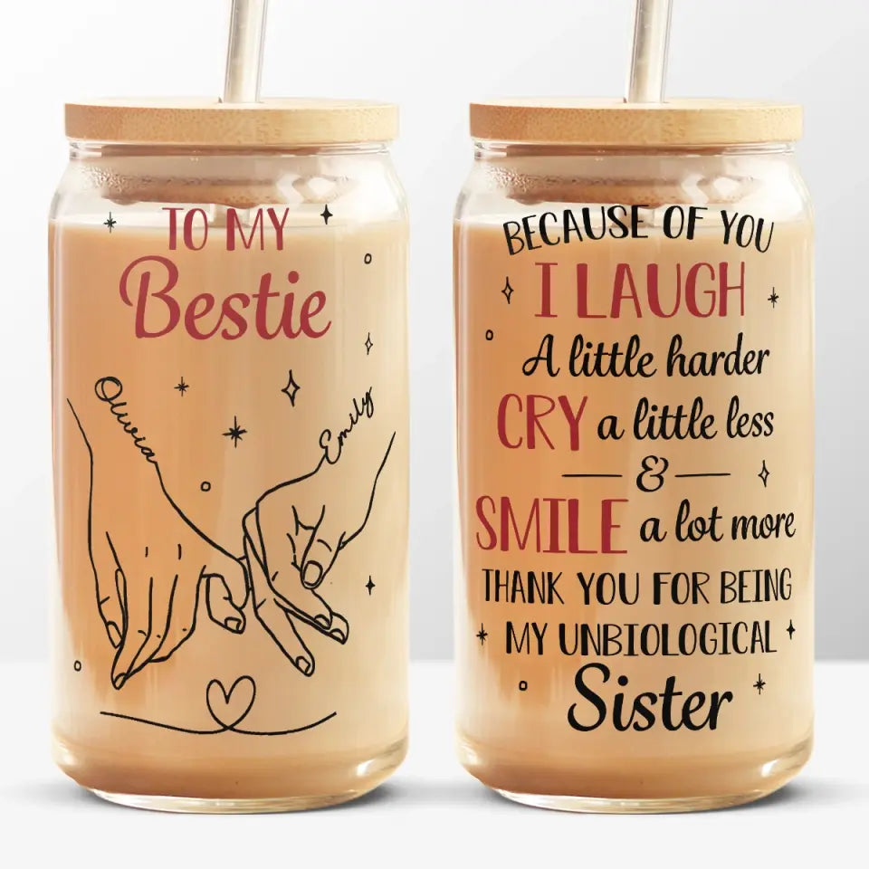 Tu es mon âme sœur - Tasse en verre personnalisée Bestie, tasse à café glacé - Cadeau pour meilleures amies, BFF, sœurs