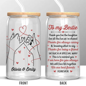 Merci pour les rires, pour tout le plaisir que nous avons partagé - Tasse en verre personnalisée Bestie, tasse à café glacé - Cadeau pour les meilleurs amis, BFF, sœurs
