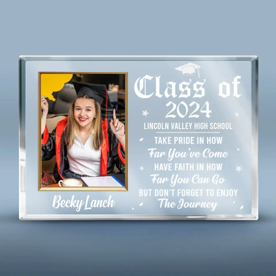 Photo personnalisée « Je suis si fier de toi, bonne remise de diplôme » - Plaque rectangulaire en acrylique personnalisée pour la famille - Cadeau pour les diplômés