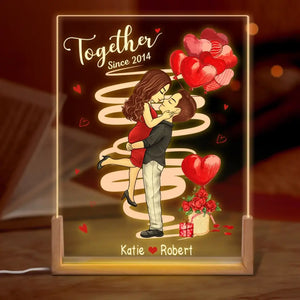 Toi et moi, nous sommes ensemble - Veilleuse LED 3D personnalisée en forme de noyer pour couple - Cadeau pour mari et femme, anniversaire