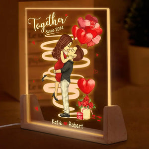 Toi et moi, nous sommes ensemble - Veilleuse LED 3D personnalisée en forme de noyer pour couple - Cadeau pour mari et femme, anniversaire