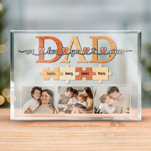 Photo personnalisée « Je t'aime jusqu'aux os » - Plaque rectangulaire en acrylique personnalisée pour la famille - Cadeau d'anniversaire ou de fête des pères