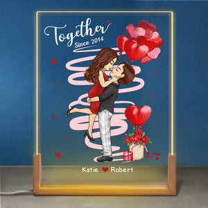 Toi et moi, nous sommes ensemble - Veilleuse LED 3D personnalisée en forme de noyer pour couple - Cadeau pour mari et femme, anniversaire