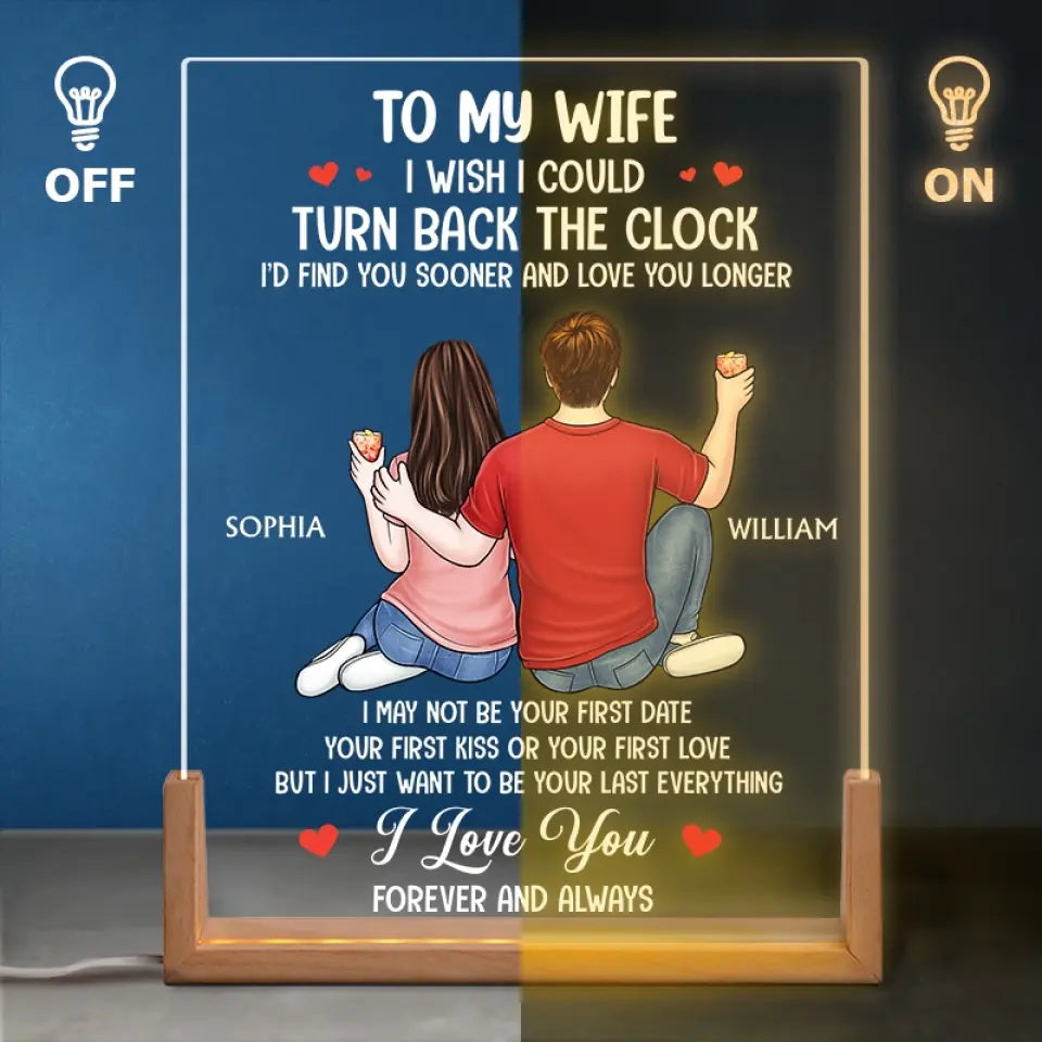 Je t'aime pour toujours et à jamais - Veilleuse LED 3D personnalisée en forme de noyer pour couple - Cadeau pour mari et femme, anniversaire