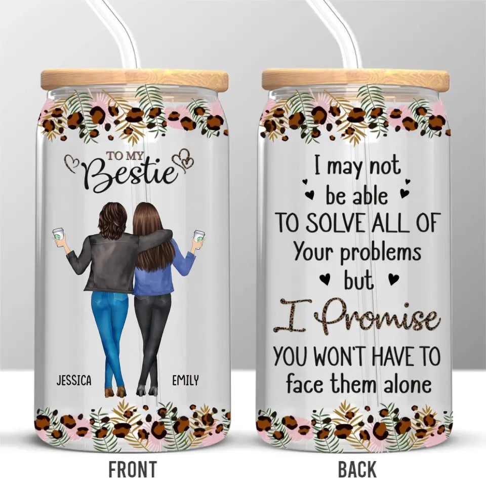 Tu seras toujours la sœur de mon âme - Tasse en verre personnalisée Bestie, tasse à café glacé - Cadeau pour meilleures amies, BFF, sœurs