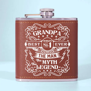 L'Homme Le Mythe La Légende - Flasque Personnalisée Familiale - Fête des Pères, Cadeau pour Papa, Grand-Père