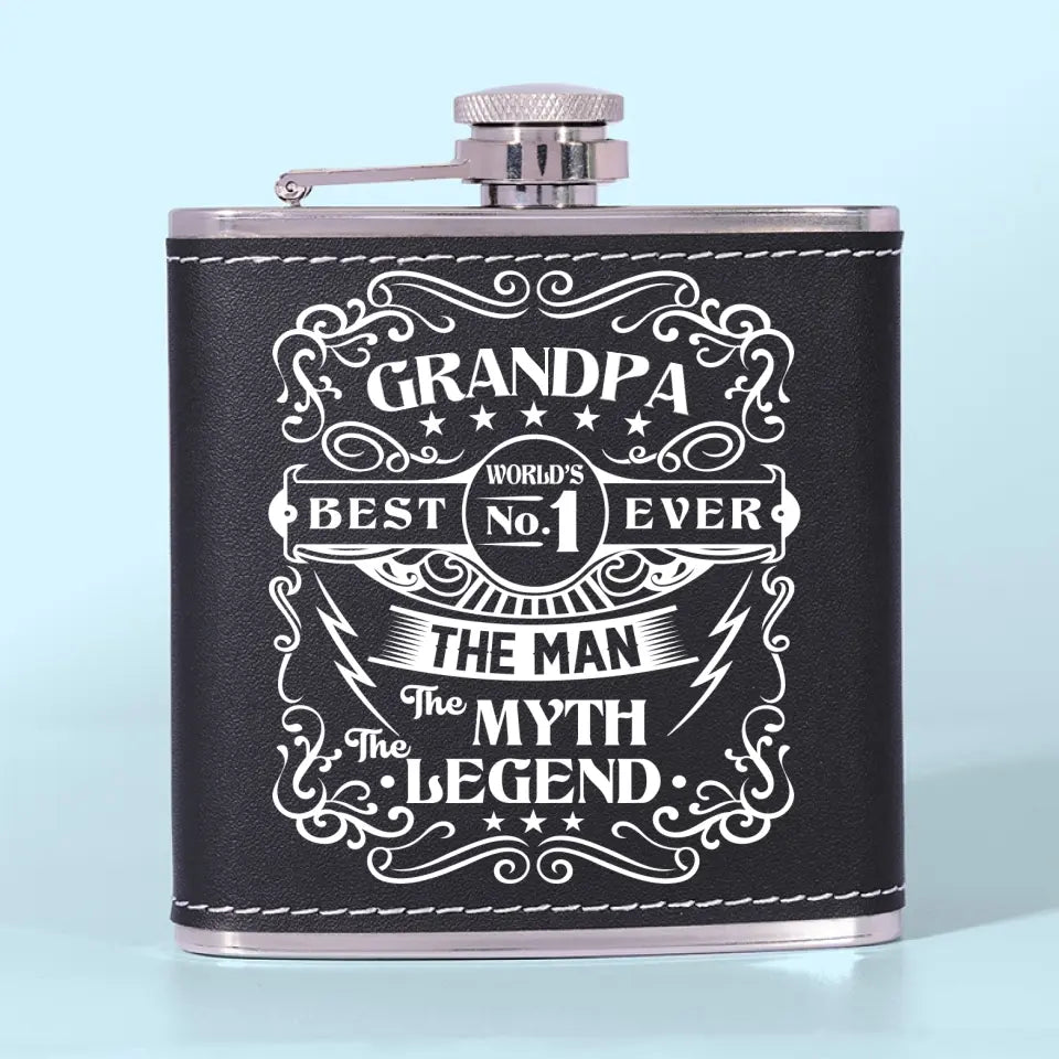 L'Homme Le Mythe La Légende - Flasque Personnalisée Familiale - Fête des Pères, Cadeau pour Papa, Grand-Père